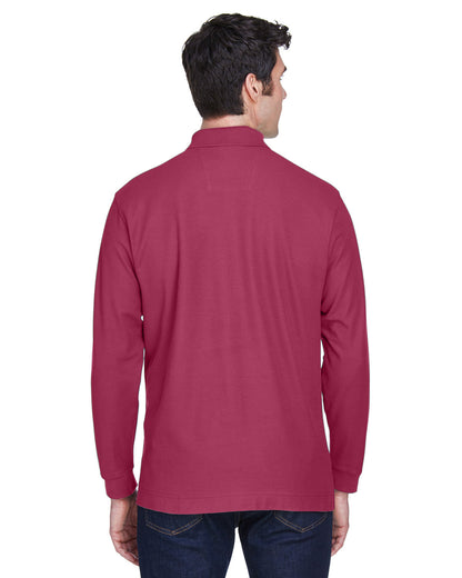 Devon & Jones Men's Pima Piqué Long-Sleeve Polo D110 #color_BURGUNDY