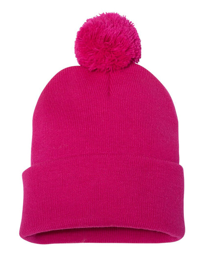 Sportsman 12" Pom-Pom Cuffed Beanie SP15 #color_Neon Fuchsia