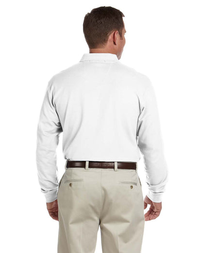 Devon & Jones Men's Pima Piqué Long-Sleeve Polo D110 #color_WHITE