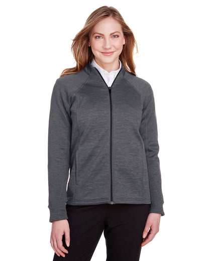 North End Ladies' Flux 2.0 Full-Zip Jacket NE712W #color_CARBON HTHR / BLK