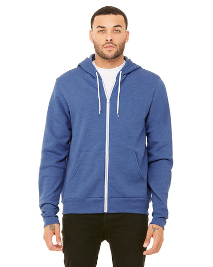 BELLA + CANVAS Unisex Sponge Fleece Full-Zip Hooded Sweatshirt 3739 #color_HEATHER TRUE ROY