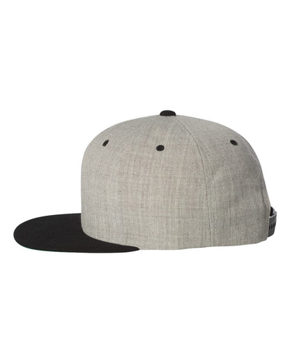 YP Classics Premium Flat Bill Snapback Cap 6089M #color_Heather/ Black