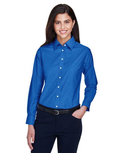 Harriton Ladies' Long-Sleeve Oxford with Stain-Release M600W #color_FRENCH BLUE