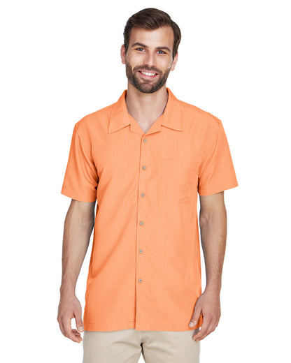 Harriton Men's Barbados Textured Camp Shirt M560 #color_NECTARINE