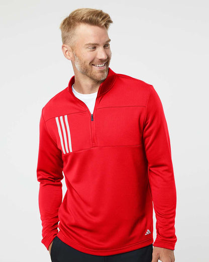 Adidas 3-Stripes Double Knit Quarter-Zip Pullover A482 #colormdl_Team Collegiate Red/ Grey Two