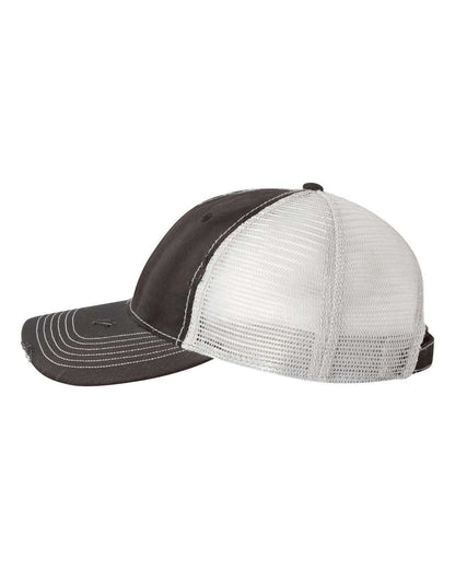 Sportsman Bounty Dirty-Washed Mesh-Back Cap 3150 #color_Black/ Silver