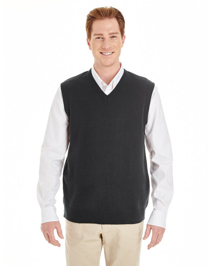 Harriton Men's Pilbloc™ V-Neck Sweater Vest M415 #color_BLACK