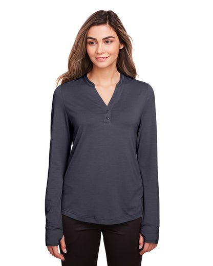 North End Ladies' Jaq Snap-Up Stretch Performance Pullover NE400W #color_CARBON