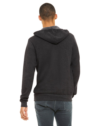 BELLA + CANVAS Unisex Sponge Fleece Full-Zip Hooded Sweatshirt 3739 #color_DARK GRY HEATHER
