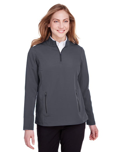 North End Ladies' Quest Stretch Quarter-Zip NE401W #color_CARBON / BLACK