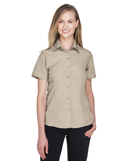 Harriton Ladies' Barbados Textured Camp Shirt M560W #color_KHAKI