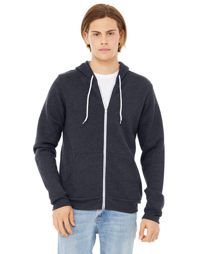 BELLA + CANVAS Unisex Sponge Fleece Full-Zip Hooded Sweatshirt 3739 #color_HEATHER NAVY