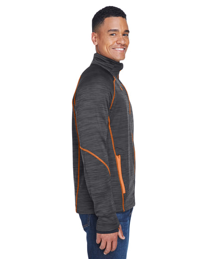 North End Men's Flux Mélange Bonded Fleece Jacket 88697 #color_CRBN / ORNG SODA