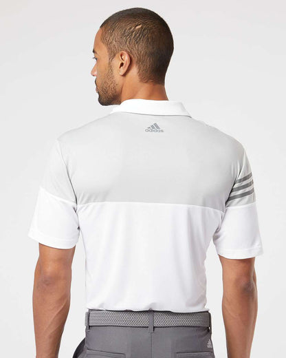 Adidas Heathered 3-Stripes Colorblocked Polo A213 #colormdl_White/ Vista Grey