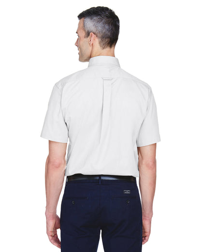 Harriton Men's Easy Blend™ Short-Sleeve Twill Shirt with Stain-Release M500S #color_WHITE