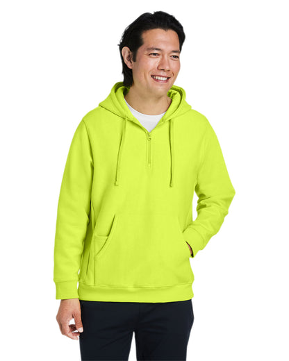 Team 365 Unisex Zone HydroSport™ Heavyweight Quarter-Zip Hooded Sweatshirt TT97 #color_SAFETY YELLOW