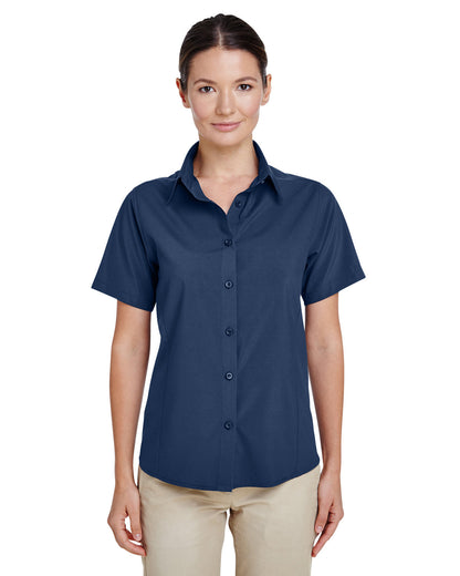 Harriton Ladies' Paradise Short-Sleeve Performance Shirt M610SW #color_NAVY