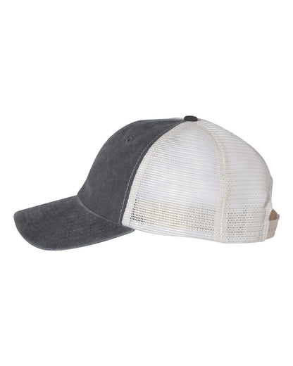 Sportsman Pigment-Dyed Trucker Cap SP510 #color_Black/ Stone