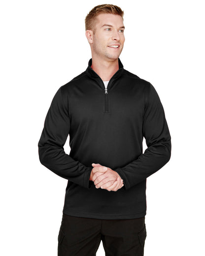 Harriton Men's Advantage Snag Protection Plus Quarter-Zip M748 #color_BLACK