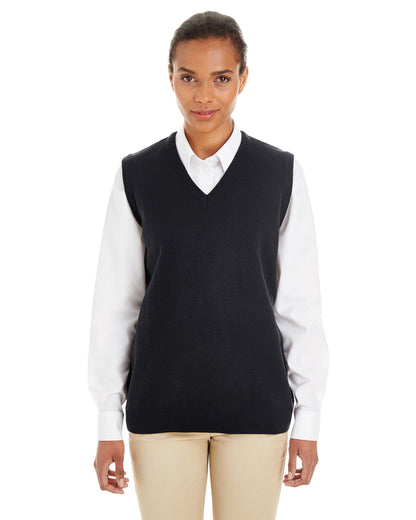 Harriton Ladies' Pilbloc™ V-Neck Sweater Vest M415W #color_BLACK