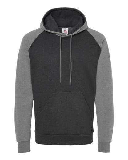 King Fashion Fleece Raglan Hooded Sweatshirt KF4042 #color_Dark Charcoal/ Grey Heather