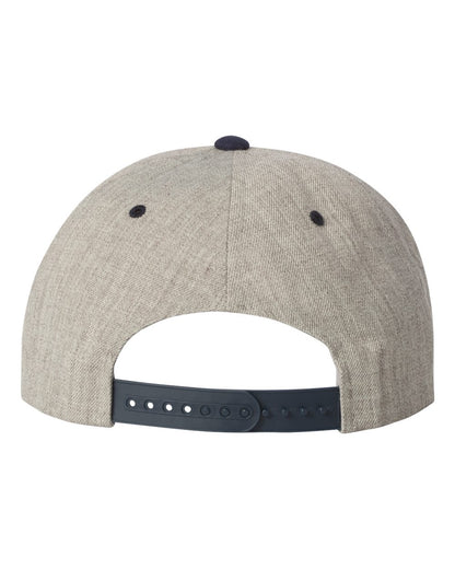 YP Classics Premium Flat Bill Snapback Cap 6089M #color_Heather Grey/ Navy