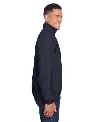 Harriton Adult Fleece-Lined Nylon Jacket M740 #color_NAVY / BLACK