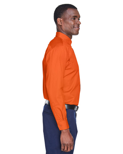 Harriton Men's Easy Blend™ Long-Sleeve Twill Shirt with Stain-Release M500 #color_TEAM ORANGE