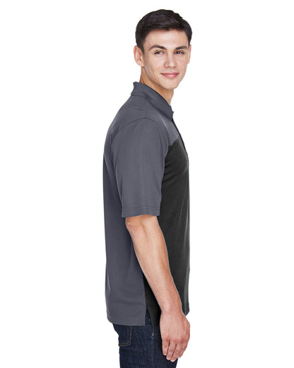 Core365 Men's Balance Colorblock Performance Piqué Polo CE101 #color_BLACK / CARBON