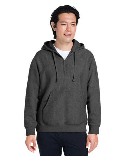 Team 365 Unisex Zone HydroSport™ Heavyweight Quarter-Zip Hooded Sweatshirt TT97 #color_DARK GREY HEATHR