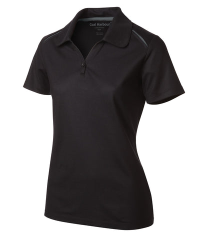 Coal Harbour Snag Resist Co Inset Lds' Polo L4002 #color_Black/Coal Grey