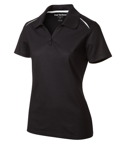 Coal Harbour Snag Resist Co Inset Lds' Polo L4002 #color_Black/White