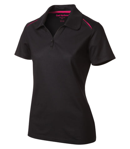 Coal Harbour Snag Resist Co Inset Lds' Polo L4002 #color_Black/Raspberry