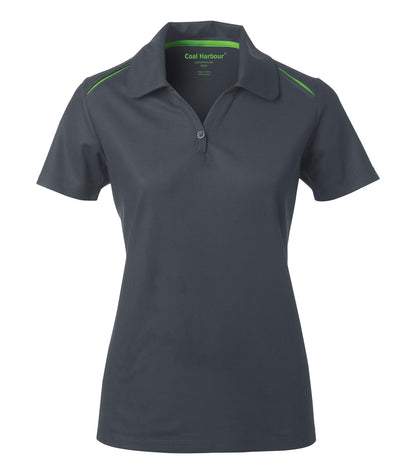 Coal Harbour Snag Resist Co Inset Lds' Polo L4002 #color_Iron Grey/Lime