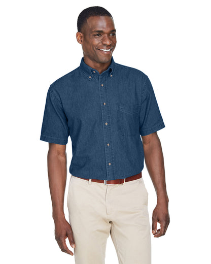 Harriton Men's Short-Sleeve Denim Shirt M550S Harriton Men&#39;s Short-Sleeve Denim Shirt M550S