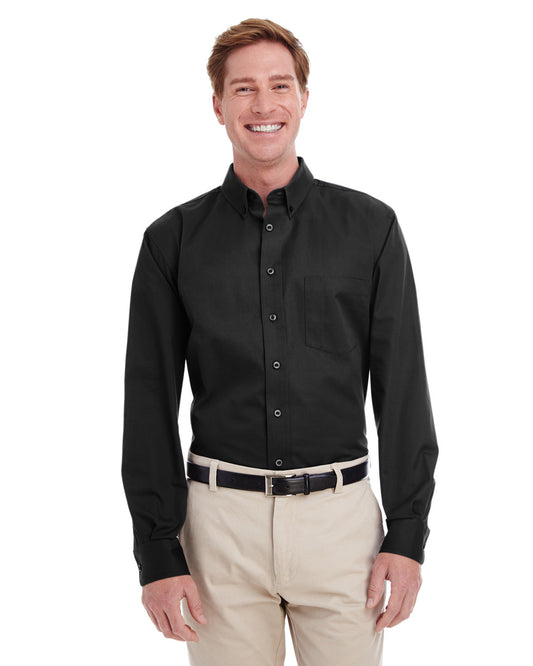 Harriton Men's Foundation Cotton Long-Sleeve Twill Shirt with Teflon™ M581