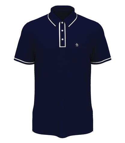 Original Penguin Technical Earl Polo OGKSE002 #color_Black Iris Blue