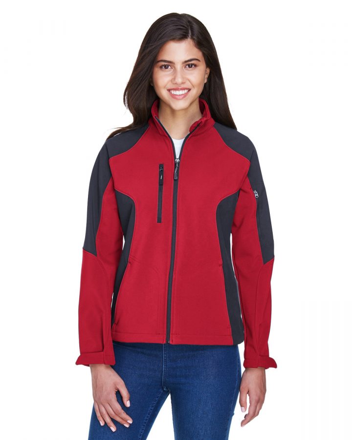 North End Ladies' Compass Colorblock Three-Layer Fleece Bonded Soft Shell Jacket 78077