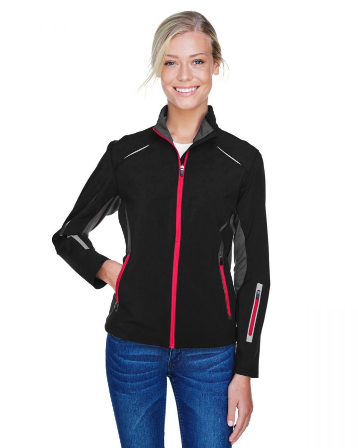 North End Ladies' Pursuit Three-Layer Light Bonded Hybrid Soft Shell Jacket with Laser Perforation 78678