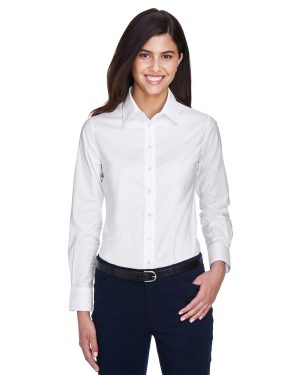 Harriton Ladies' Long-Sleeve Oxford with Stain-Release M600W