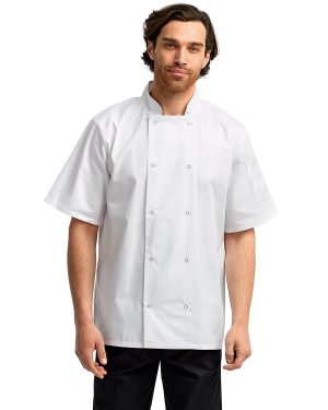 Artisan Collection by Reprime Unisex Studded Front Short-Sleeve Chef's Coat RP664