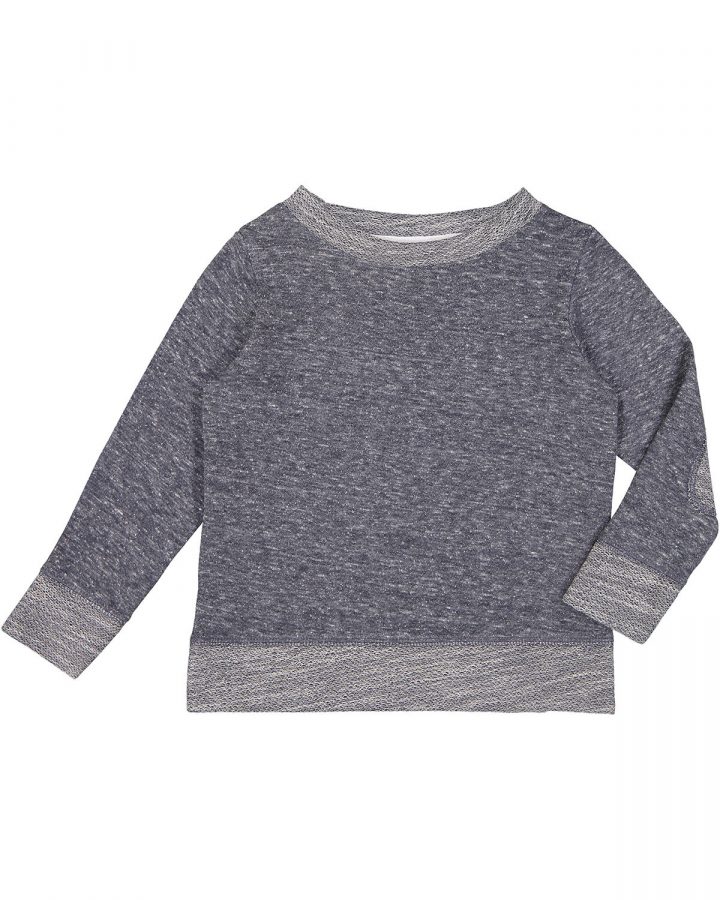 Rabbit Skins Toddler Harborside Melange French Terry Crewneck with Elbow Patches RS3379